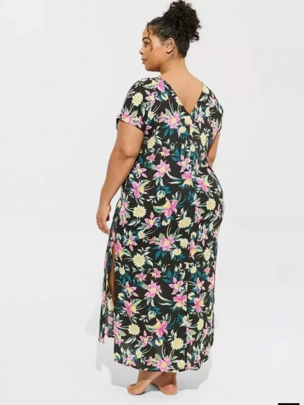 Torrid Washable Gauze Side Slits Caftan Cover-Up Maxi Dress Size 3/3X Bohemian